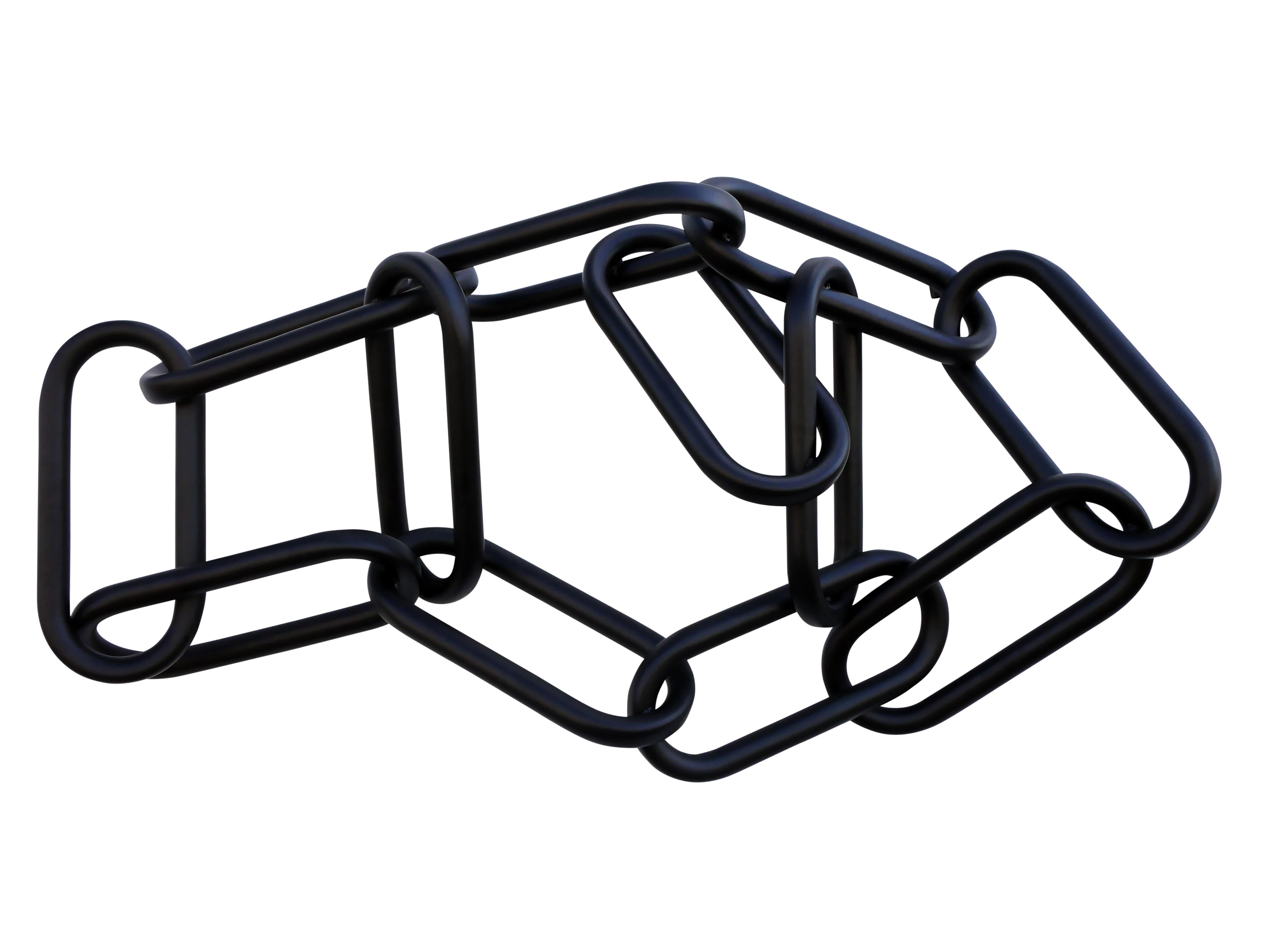 Matthew Reeves Abstract Sculpture - Large Abstract Contemporary Black Chain Wall Sculpture