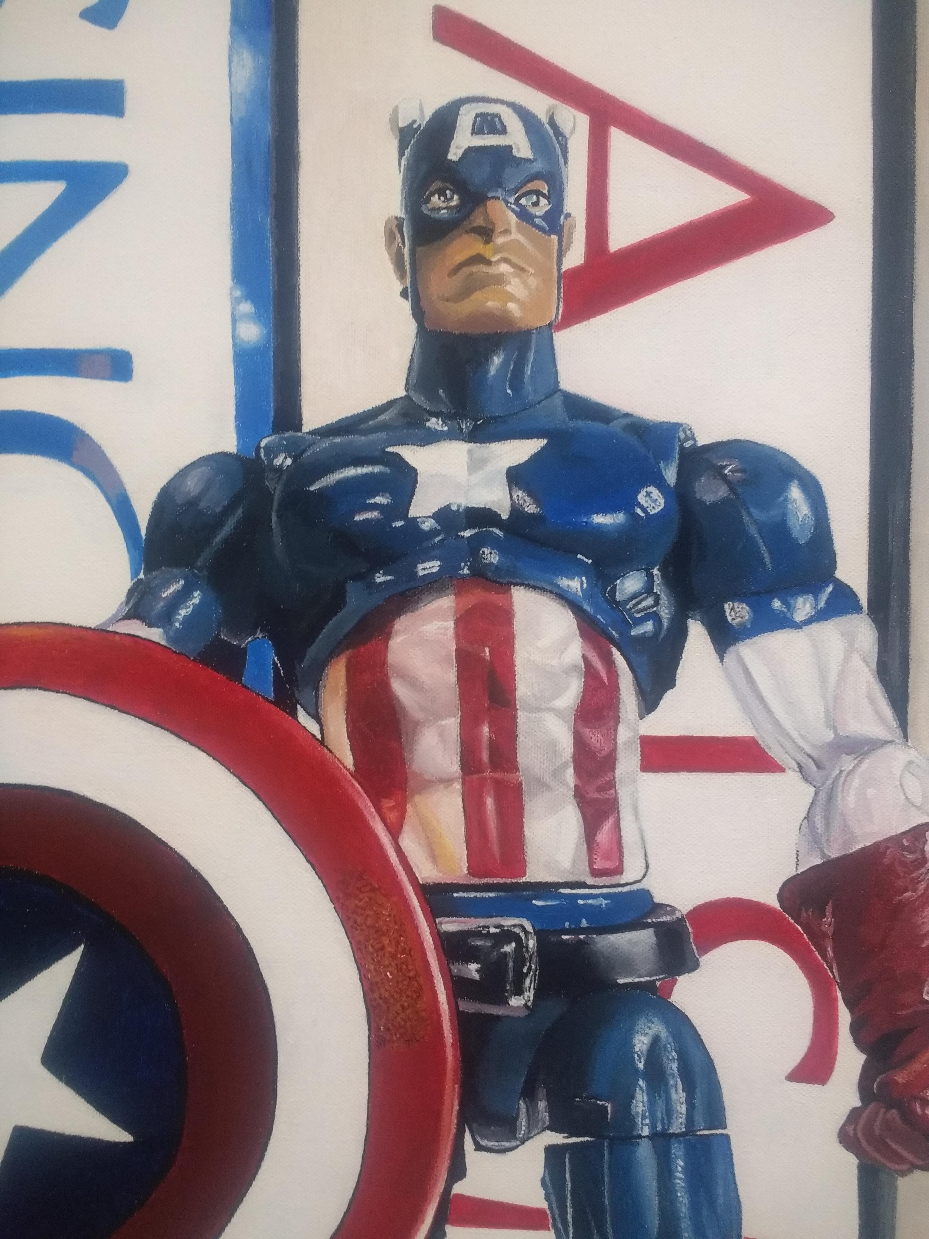 Hope 2 (A New Hope) - Captain America, Marvel Comic Book Hero: Acrylic on Canvas - Painting by Matthew Shutt