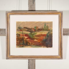 French Landscape - Warm Coloured 20th Century Rural Painting with Trees