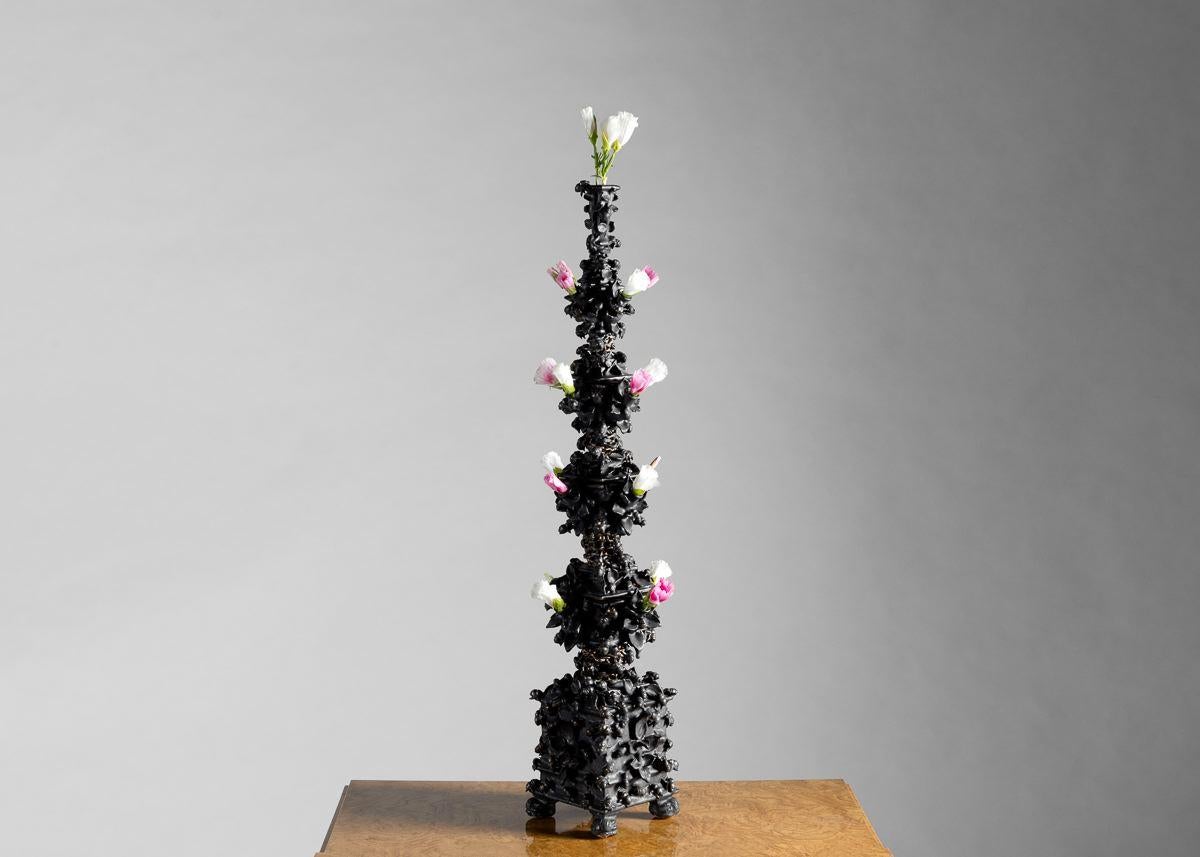 Glazed Matthew Soloman, Black Tulipiere with Bees Sculpture, United States, 2019