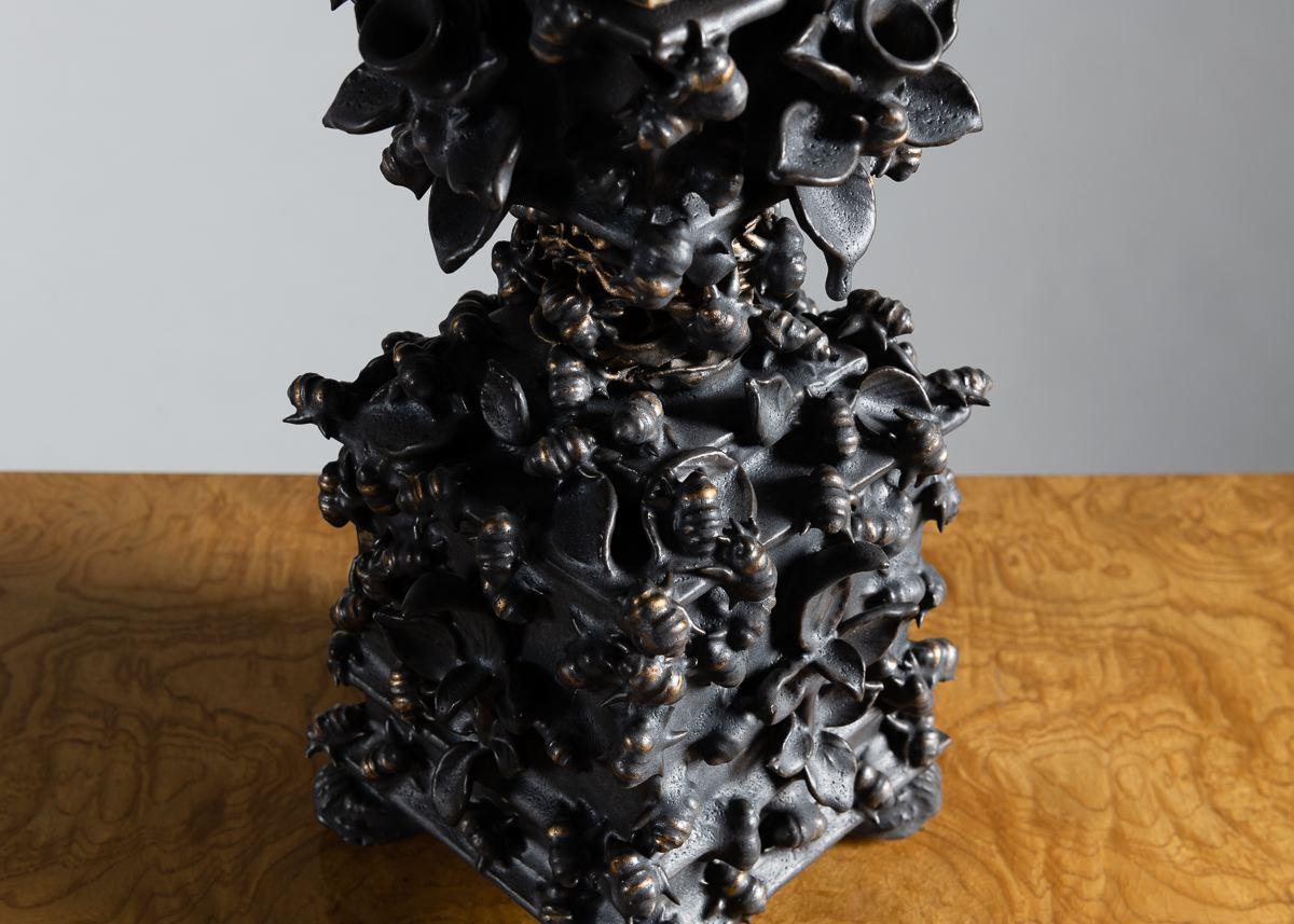 Contemporary Matthew Soloman, Black Tulipiere with Bees Sculpture, United States, 2019