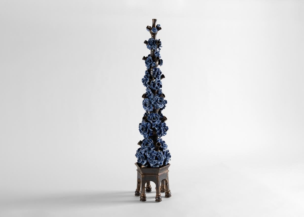 Matthew Soloman, Tulipiere in a Metalic and Blue Glaze, United States In Excellent Condition For Sale In New York, NY