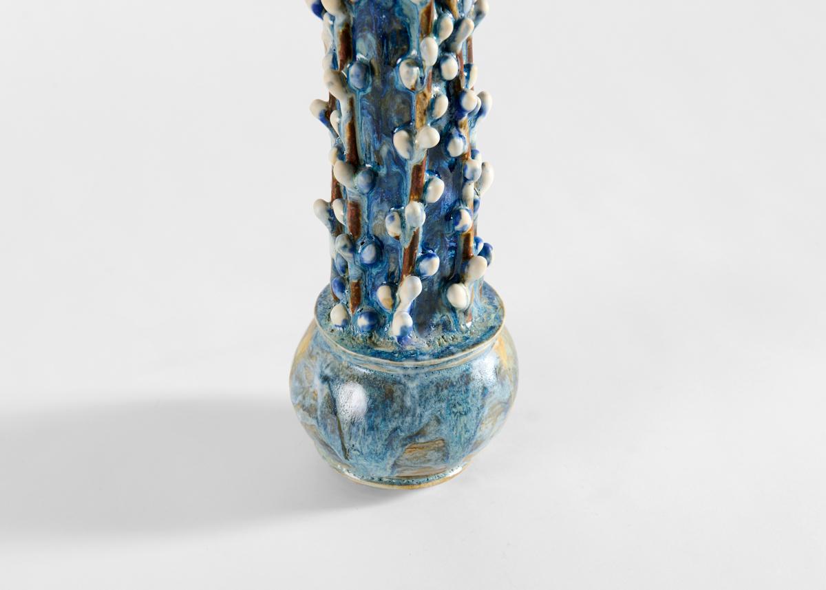 Contemporary Matthew Solomon, Floral Columnar Glazed Ceramic Vase, United States For Sale