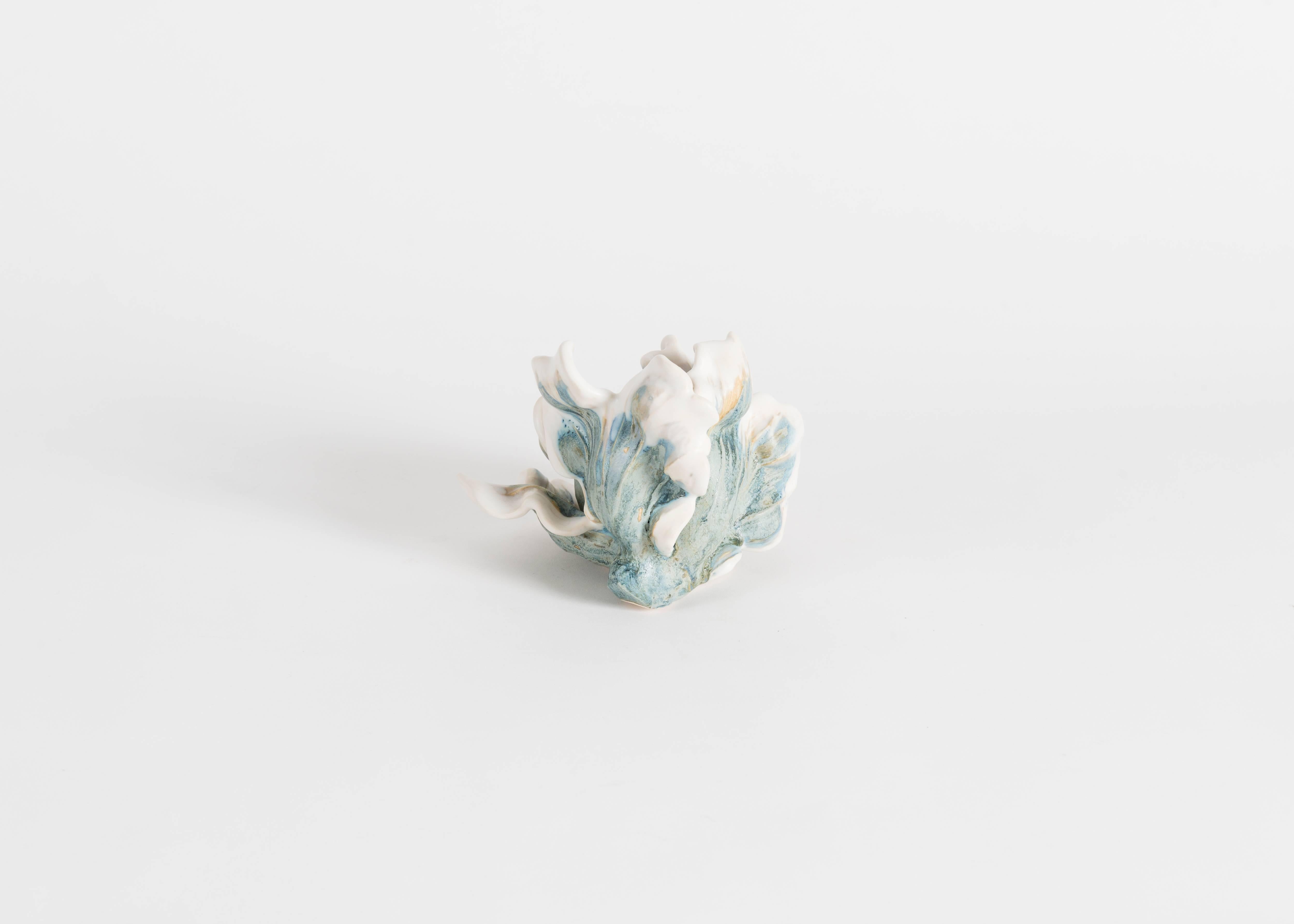 Matthew Solomon, Glazed Blue and White Ceramic Tulip, United States, 2016 In Excellent Condition In New York, NY