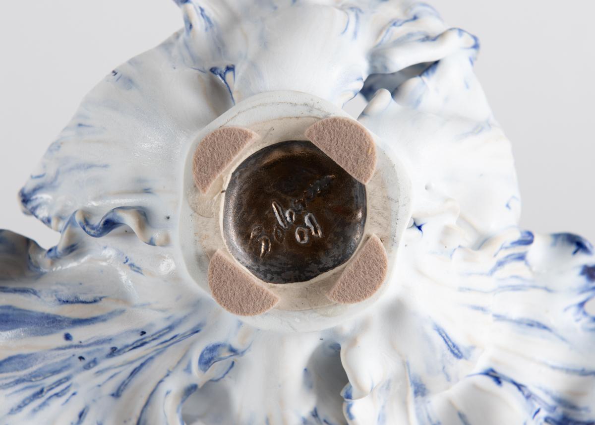 Contemporary Matthew Solomon, Glazed Sculpture of Blue and White Ceramic Tulip, United States