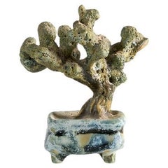 Matthew Solomon, Glazed Sculpture of Small Bonzai in Blue Vessel, US, Circa 2018