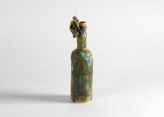 Matthew Solomon, Green Glazed Ceramic Bottle with Tulip on Neck, US, Circa 2007