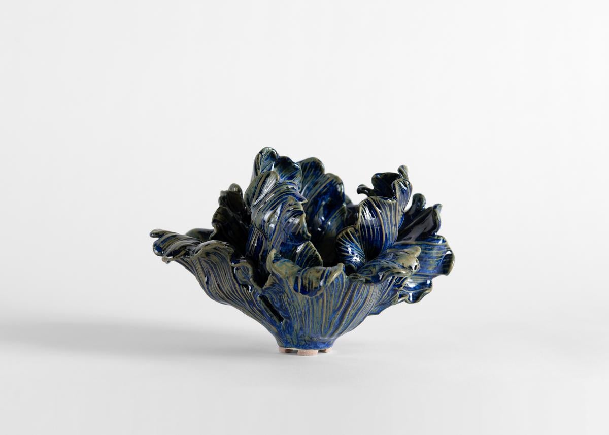 American Matthew Solomon, Pair of Blue & Green Ceramic Tulip Sculptures, US, 2018