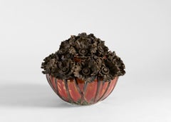 Matthew Solomon, Reddish Floral Glazed Ceramic Vessel, United States, 2008
