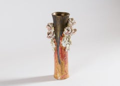 Matthew Solomon, Textured Red-orange Vase with Flower Motif, US, 2007