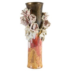 Matthew Solomon, Textured Red-orange Vase with Flower Motif, US, 2007