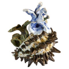 Matthew Solomon, White and Blue Tulips with Bees on Seashell, US, Circa 2018