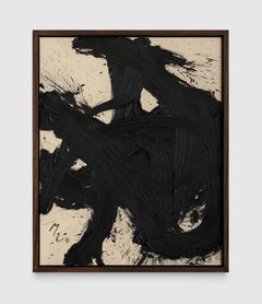 Abstrakte Malerei, Schwarzer gestischer Expressionismus auf Leinen, Zeitgenössisch Niederländisch