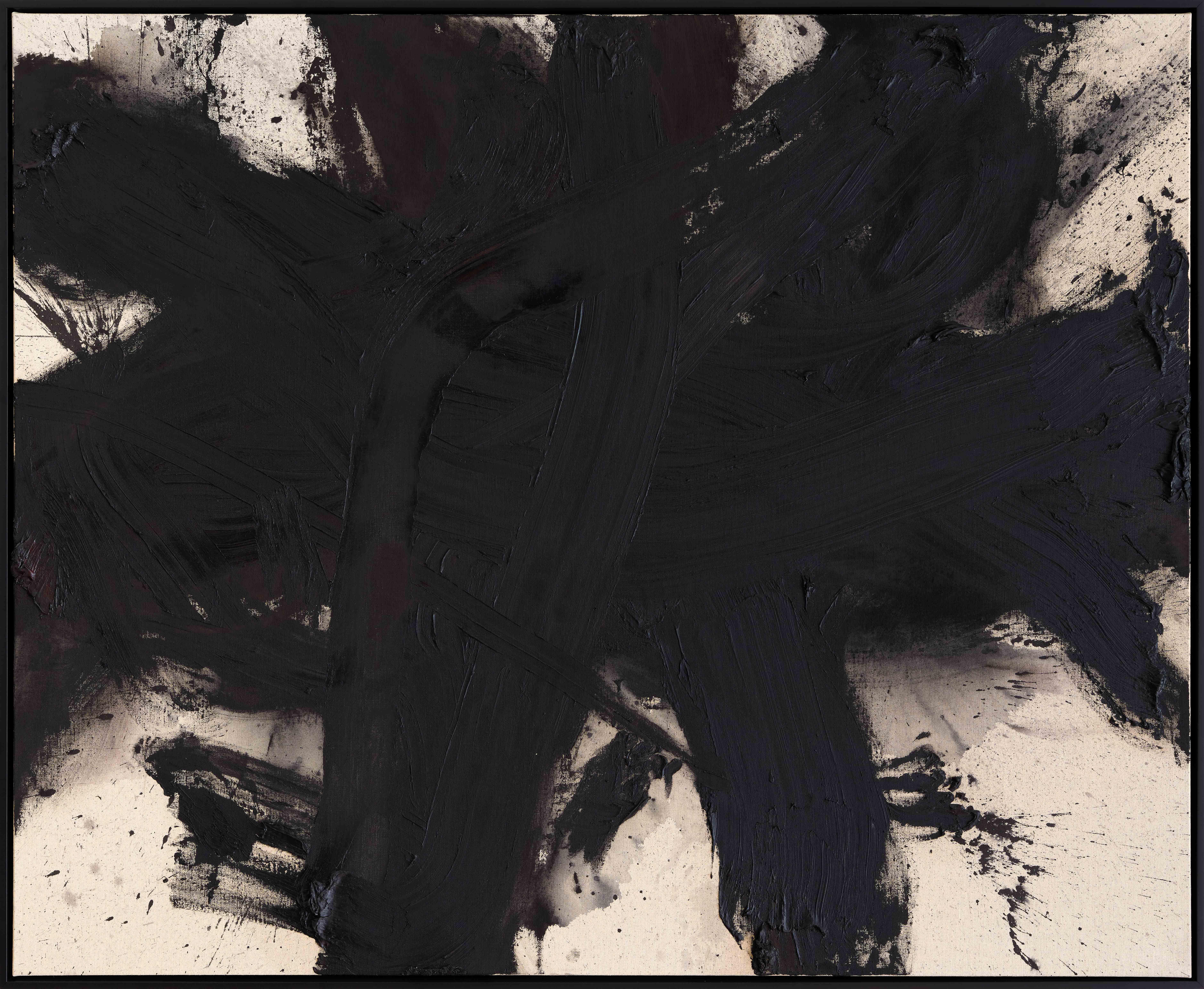 Abstract Painting Black Texture Gestural Expressionism Linen Matthew Vanliessum