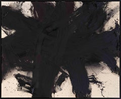 Abstrakte Malerei, Schwarzer gestischer Expressionismus auf Leinen, Zeitgenössisch Niederländisch