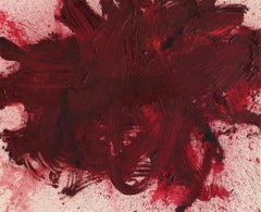 Abstrakte Malerei, roter gestischer Expressionismus auf Leinen, zeitgenössische niederländische Malerei