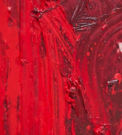 Abstrakte Malerei, roter gestischer Expressionismus auf Leinen, zeitgenössische niederländische Malerei