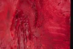 Abstract Painting, Red Gestural Expressionism on Linen, Contemporary Dutch