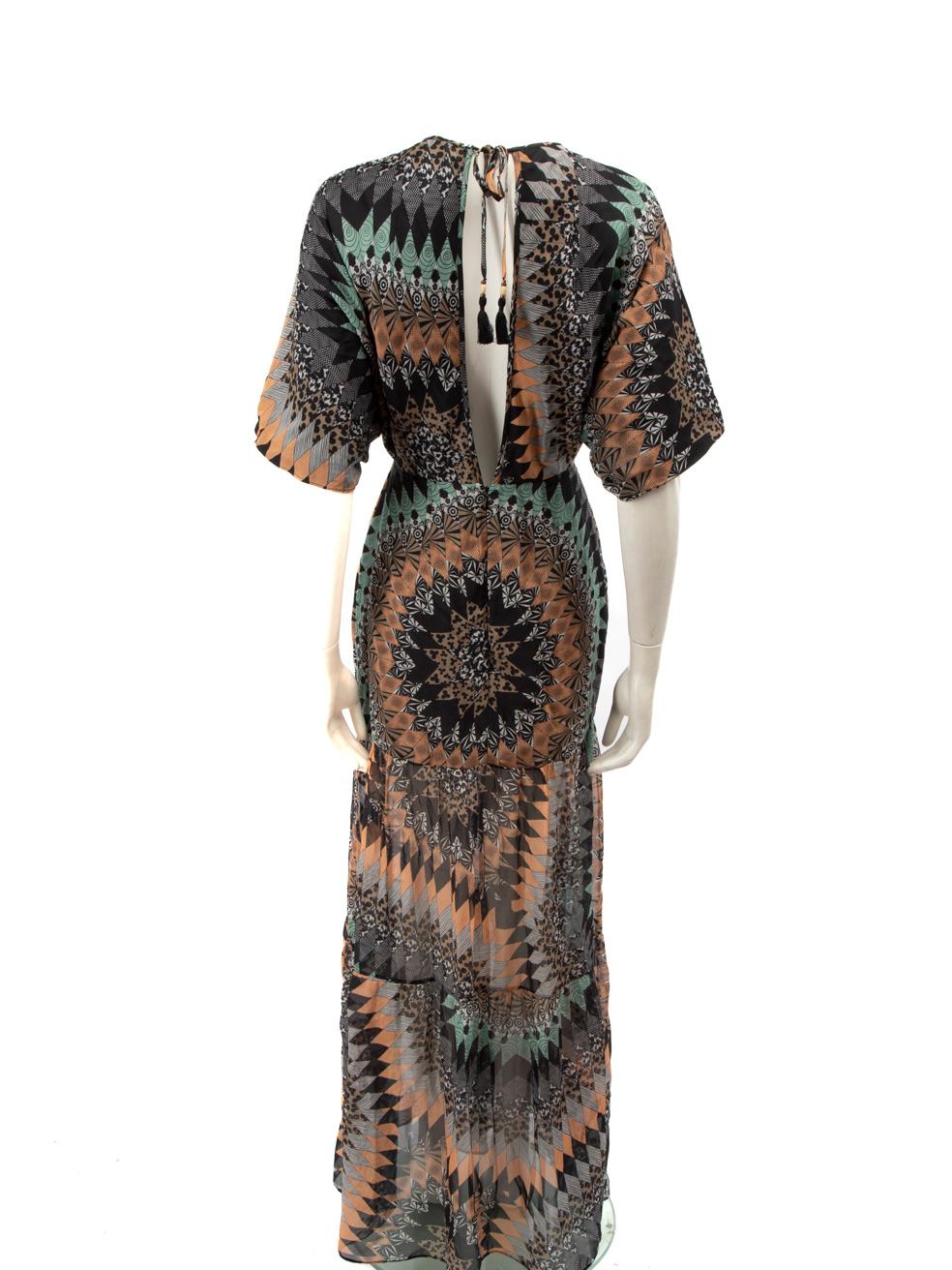 Gray Matthew Williamson Abstract V-neck Maxi Dress Size XS