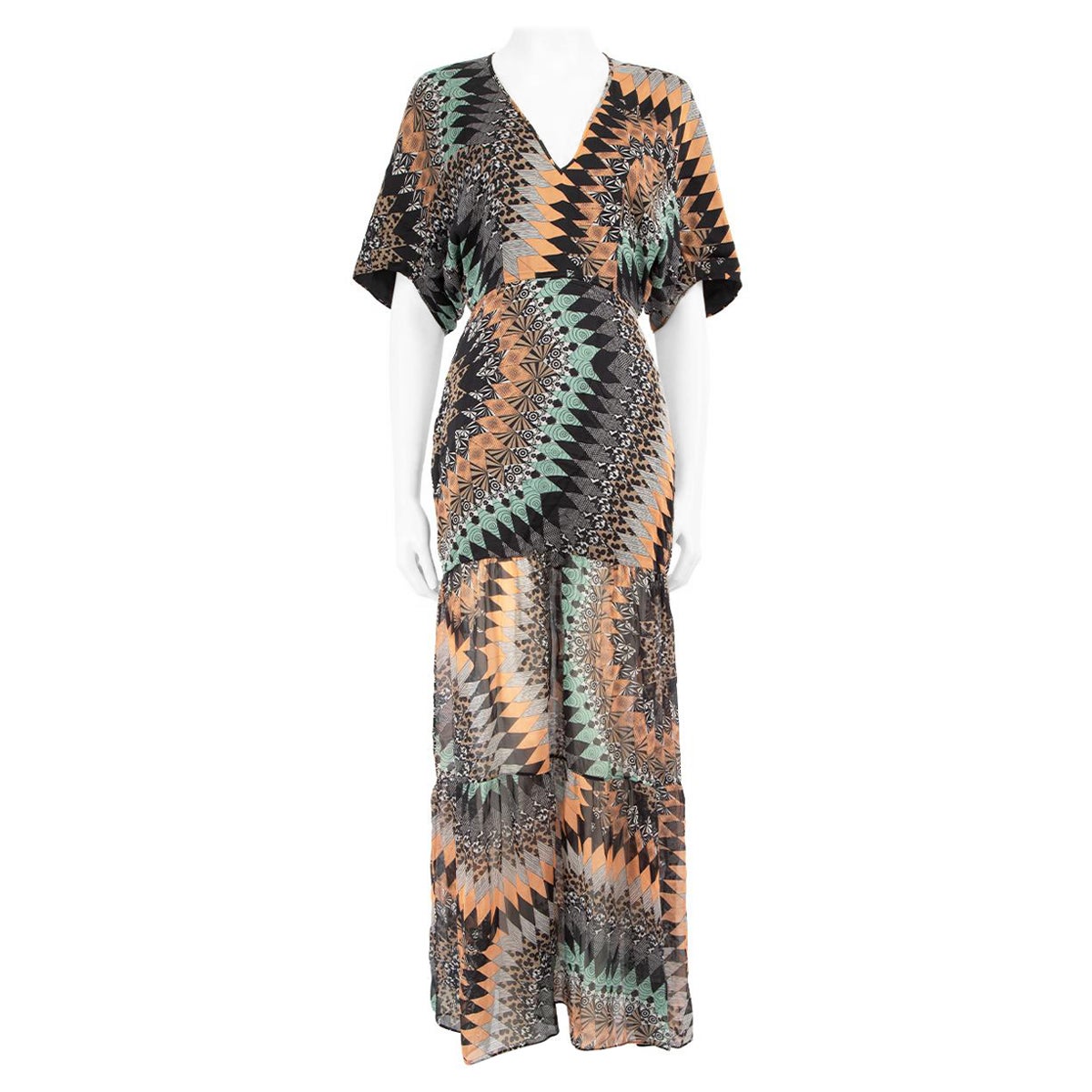 Matthew Williamson Abstract V-neck Maxi Dress Size XS