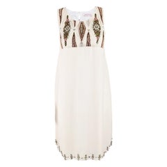 Matthew Williamson Beaded Ivory Silk Chiffon Cocktail Party Dress, 2000s