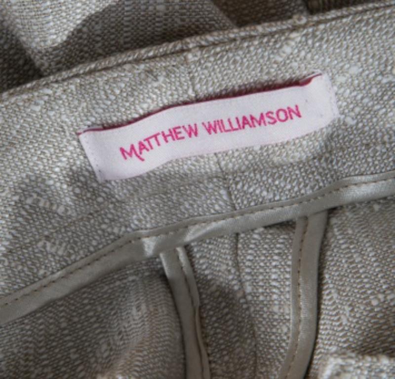 Matthew Williamson Pantalon large beige orné de patchs, taille M Pour femmes en vente