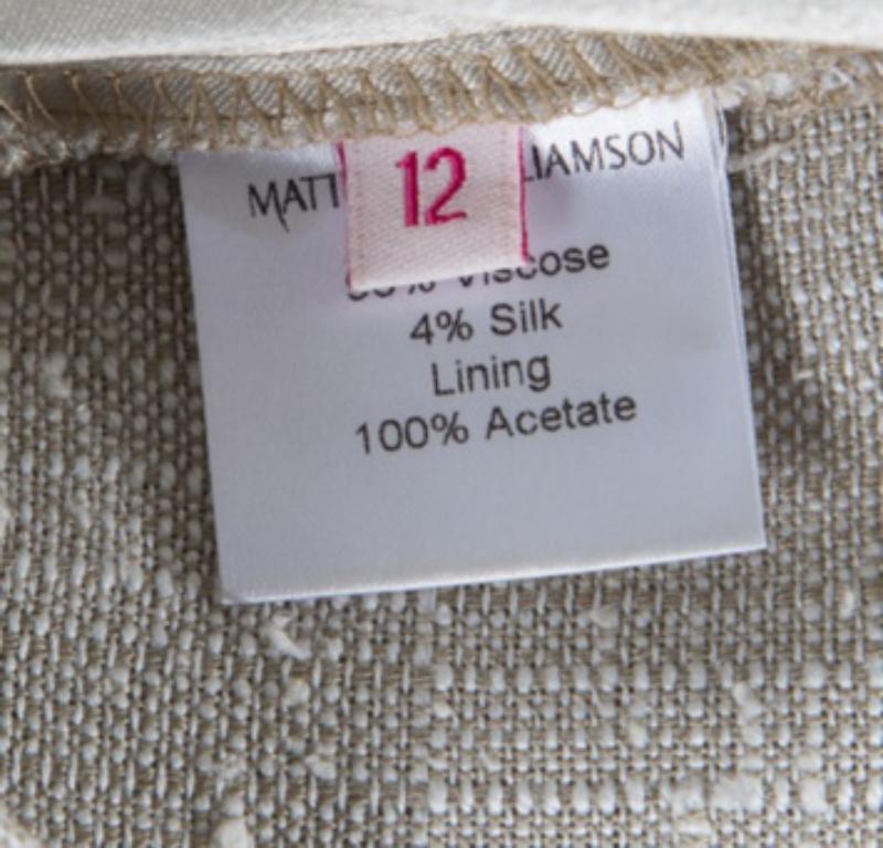 Matthew Williamson Pantalon large beige orné de patchs, taille M en vente 1