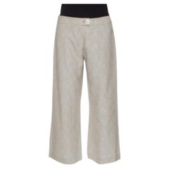 Matthew Williamson Beige Embellished Patch Detail Wide Leg Pants M