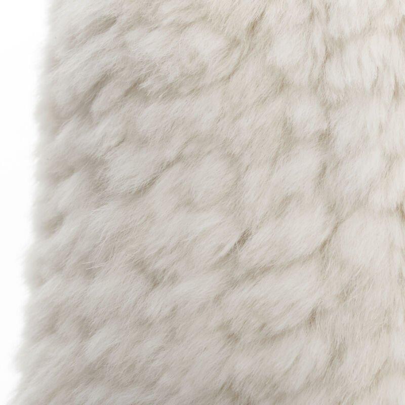 MATTHEW WILLIAMSON beige rabbit fur ruffle collar 3/4 sleeve short jacket UK8 XS For Sale 6