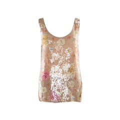 Matthew Williamson Beige Silk Sequin Embellished Tank Top S