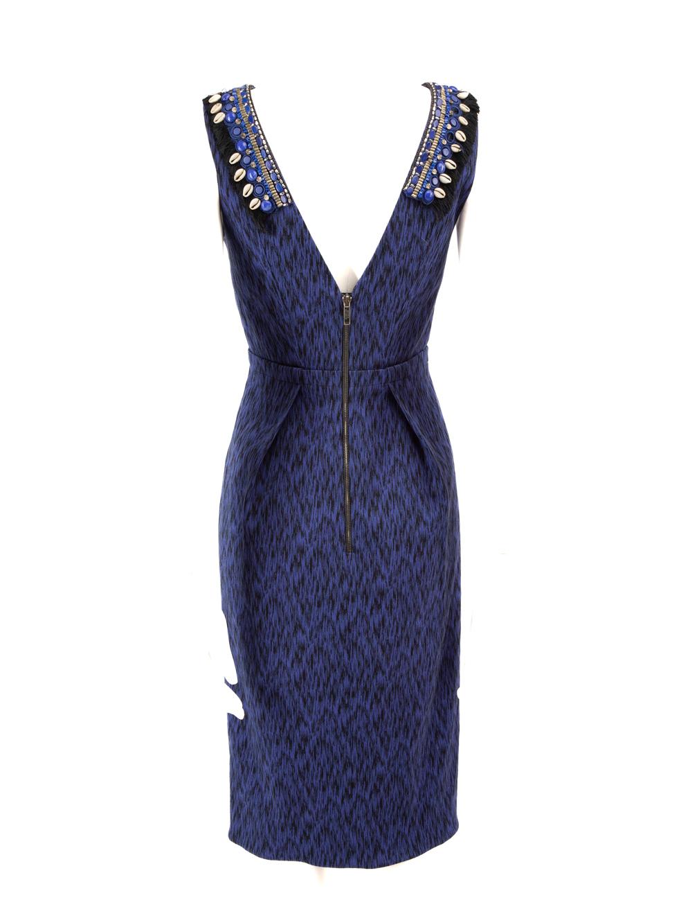 Matthew Williamson Blue Sleeveless Printed Dress Size S In Good Condition For Sale In London, GB