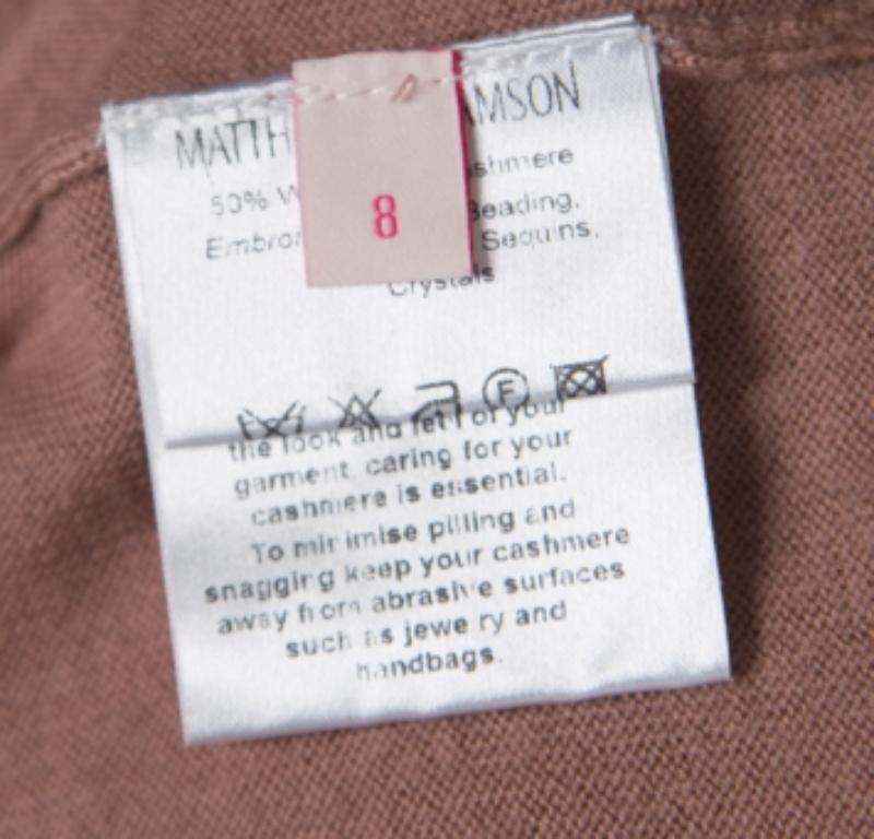 Matthew Williamson Braun Wolle Kaschmir verschönert Knopfleiste Strickjacke S im Angebot 1