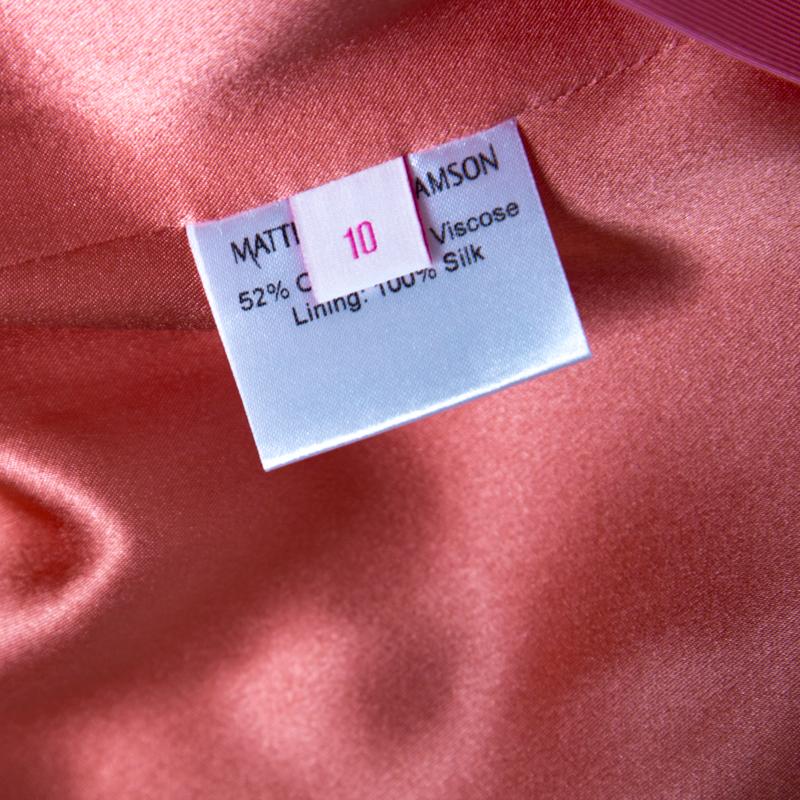 Matthew Williamson Coral Pink Embellished Pocket Detail Strapless Valencia Dress 2