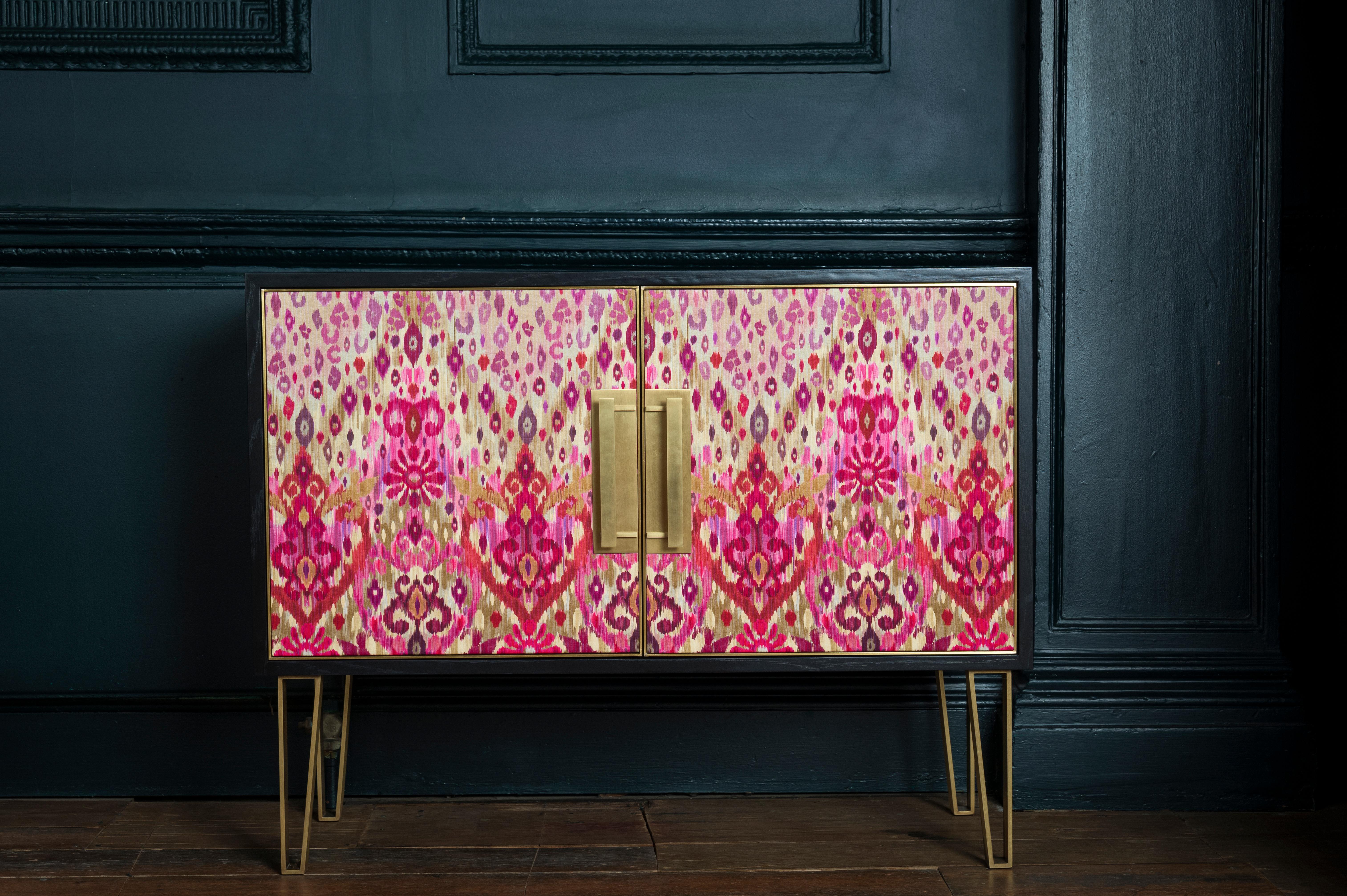 Veneer Fine Upholstered Side Cabinet  For Sale
