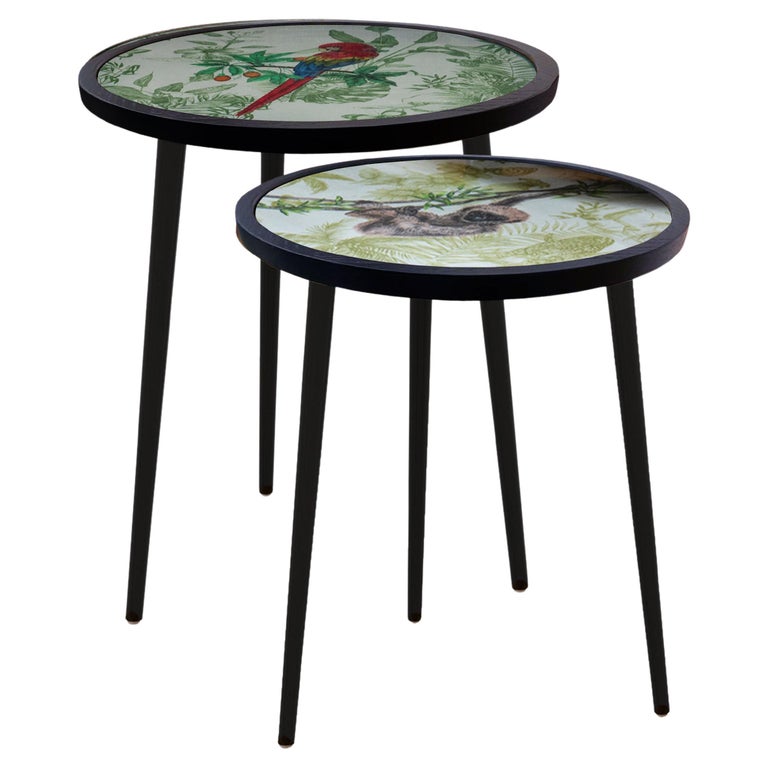Small Fine Upholstered Side Table For Sale