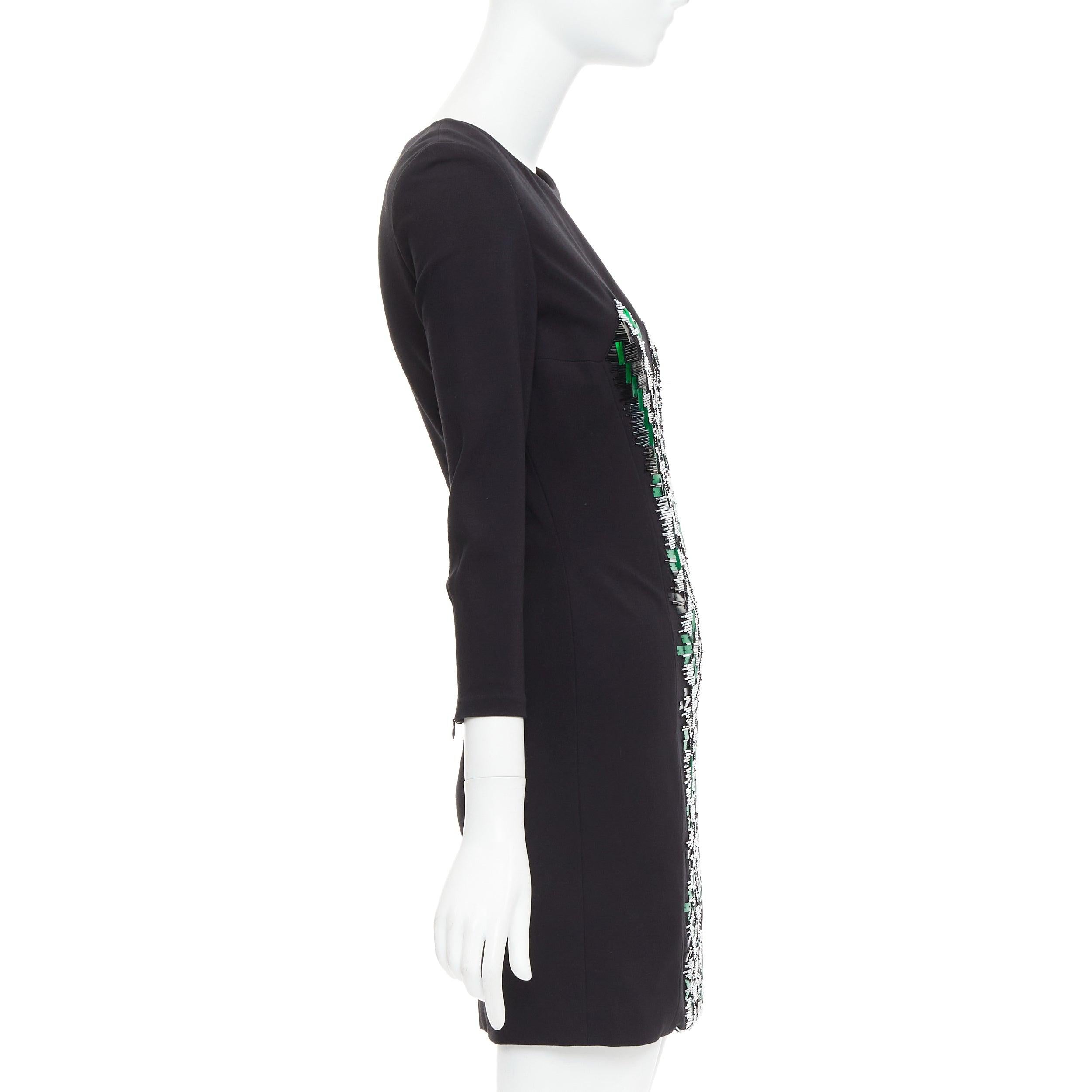 MATTHEW WILLIAMSON green rectangular sequin embellished illusion dress UK10 M In Good Condition For Sale In Hong Kong, NT