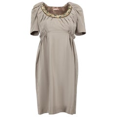 Matthew Williamson Grey Embellished Knee Length Dress Size L