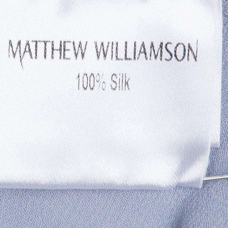 Matthew Williamson Grey Silk Draped Asymmetric Embellished Gown M 2
