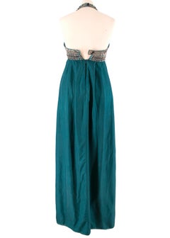 Matthew Williamson Halterneck Blue Silk Embellished Maxi Dress 8 UK
