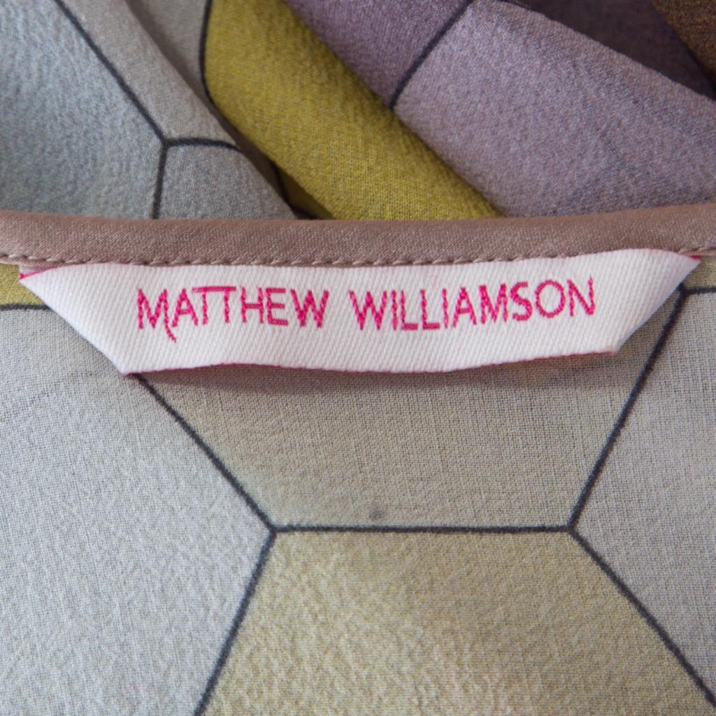 Women's Matthew Williamson Multicolor Honeycomb Printed Silk Wrap Kimono Tunic S