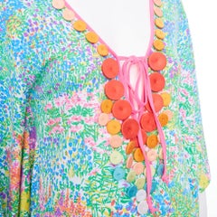 MATTHEW WILLIAMSON – Bunter Kaftan mit Blumenmuster und Pailletten-Scheiben im Resort-Stil, Größe UK6 XS