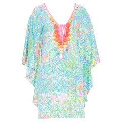 MATTHEW WILLIAMSON – Bunter Kaftan mit Blumenmuster und Pailletten-Scheiben im Resort-Stil, Größe UK6 XS