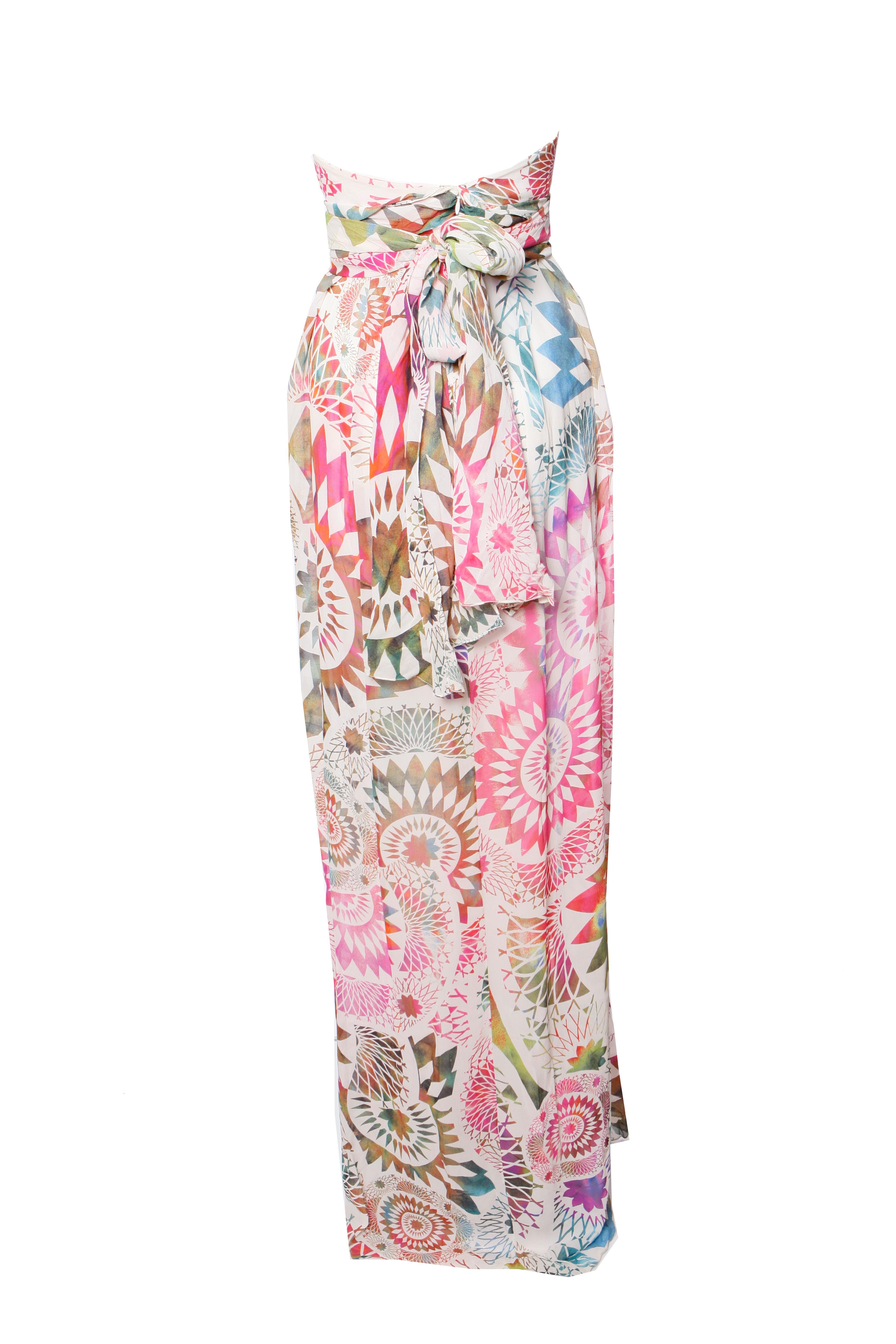 Beige Matthew Williamson, Multicolored silk wrap-dress For Sale