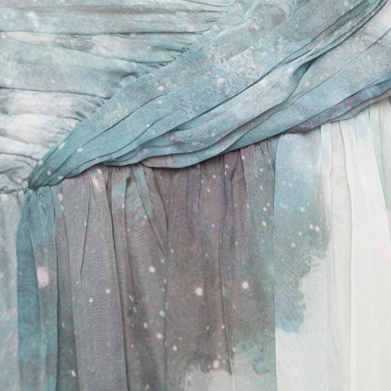 Matthew Williamson Printed Silk Draped Strapless Dress S In Good Condition In Dubai, Al Qouz 2