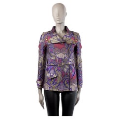 MATTHEW WILLIAMSON violet or rouge soie ART DECO JACQUARD BELTED Jacket 6 S