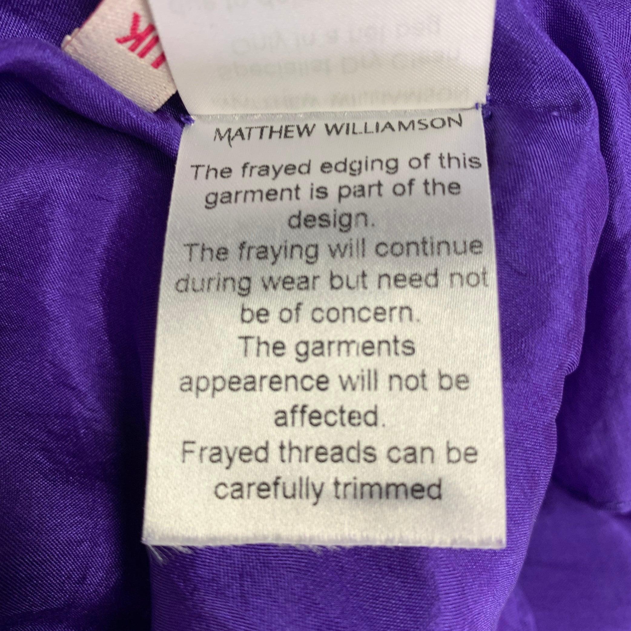 MATTHEW WILLIAMSON Size 10 Purple Gold Silk Embroidered Sleeveless Dress For Sale 7