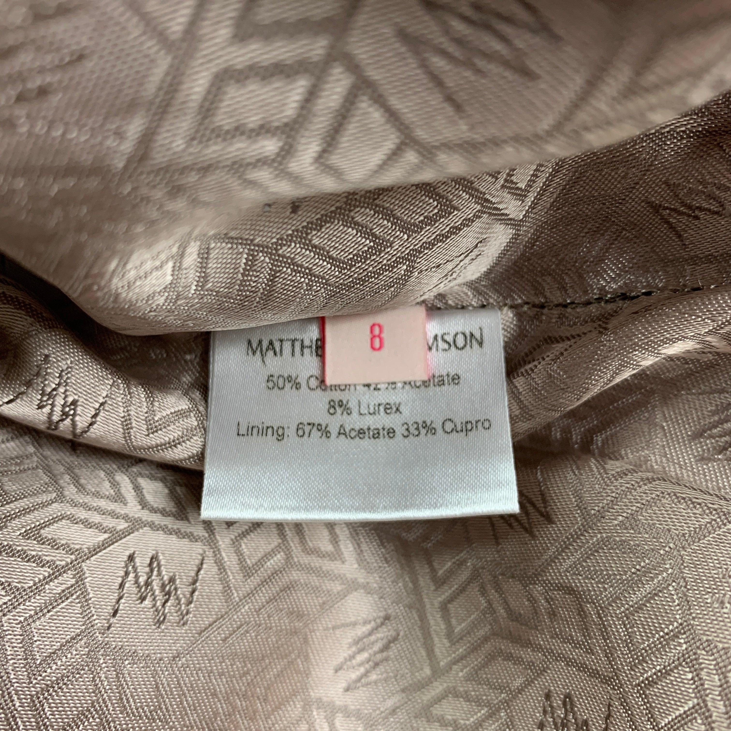 MATTHEW WILLIAMSON Geometrisches Cocktailkleid aus Baumwollmischung, MATTHEW, Größe 4, Gold Metallic Damen im Angebot
