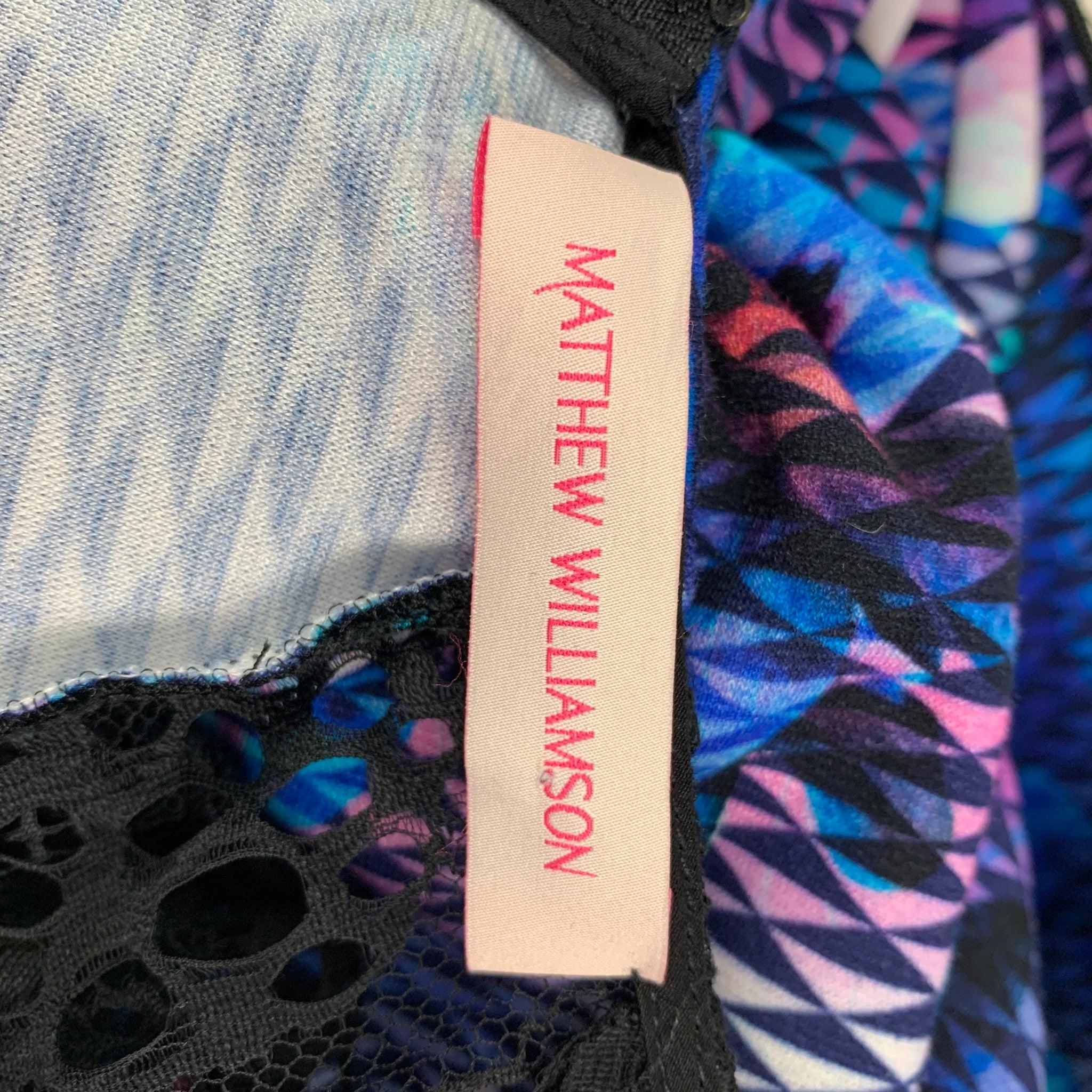 MATTHEW WILLIAMSON Size 8 Multi-Color Viscose Lace Floral Dress For Sale 2