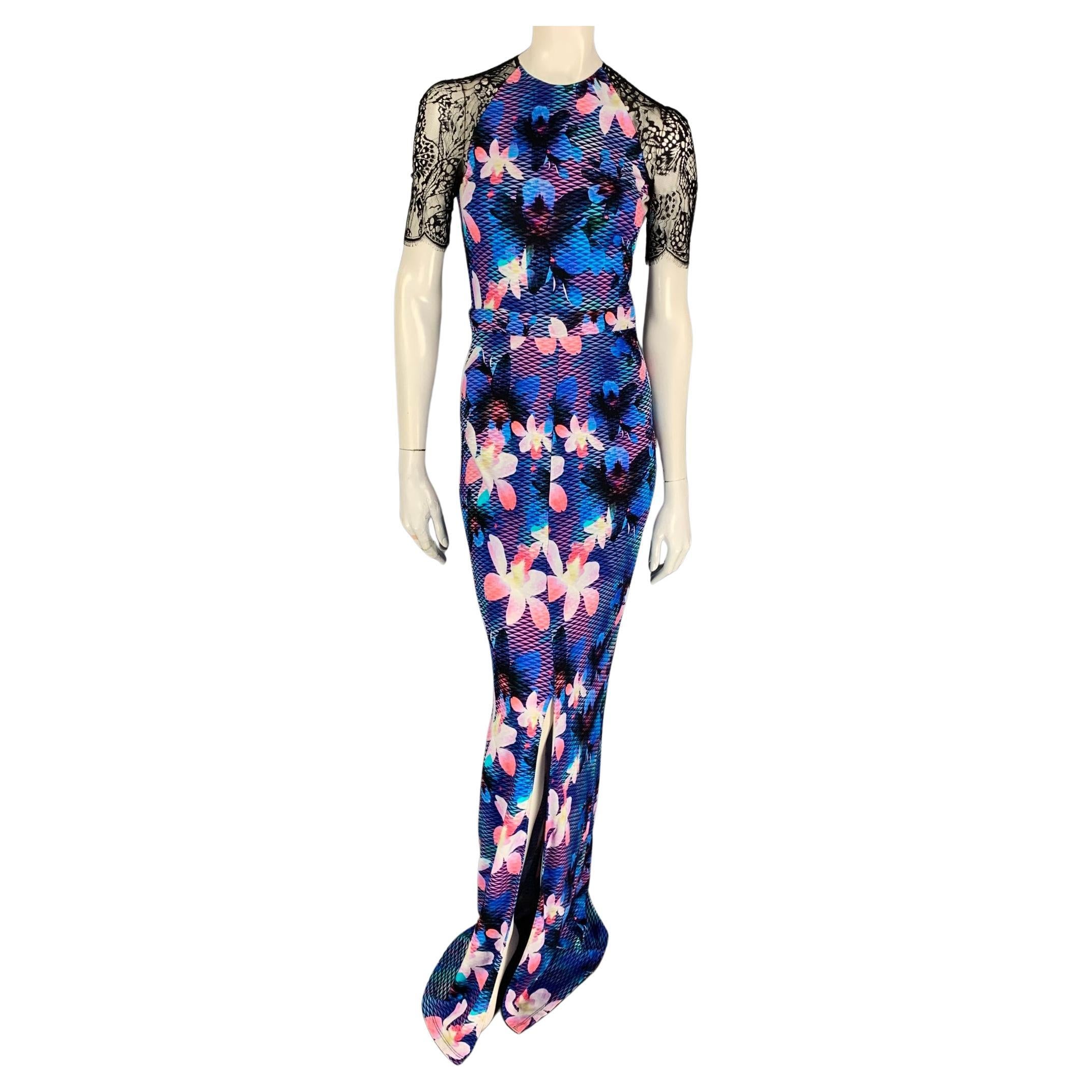 MATTHEW WILLIAMSON Size 8 Multi-Color Viscose Lace Floral Dress