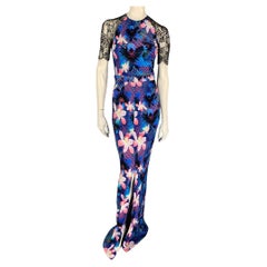 MATTHEW WILLIAMSON Size 8 Multi-Color Viscose Lace Floral Dress